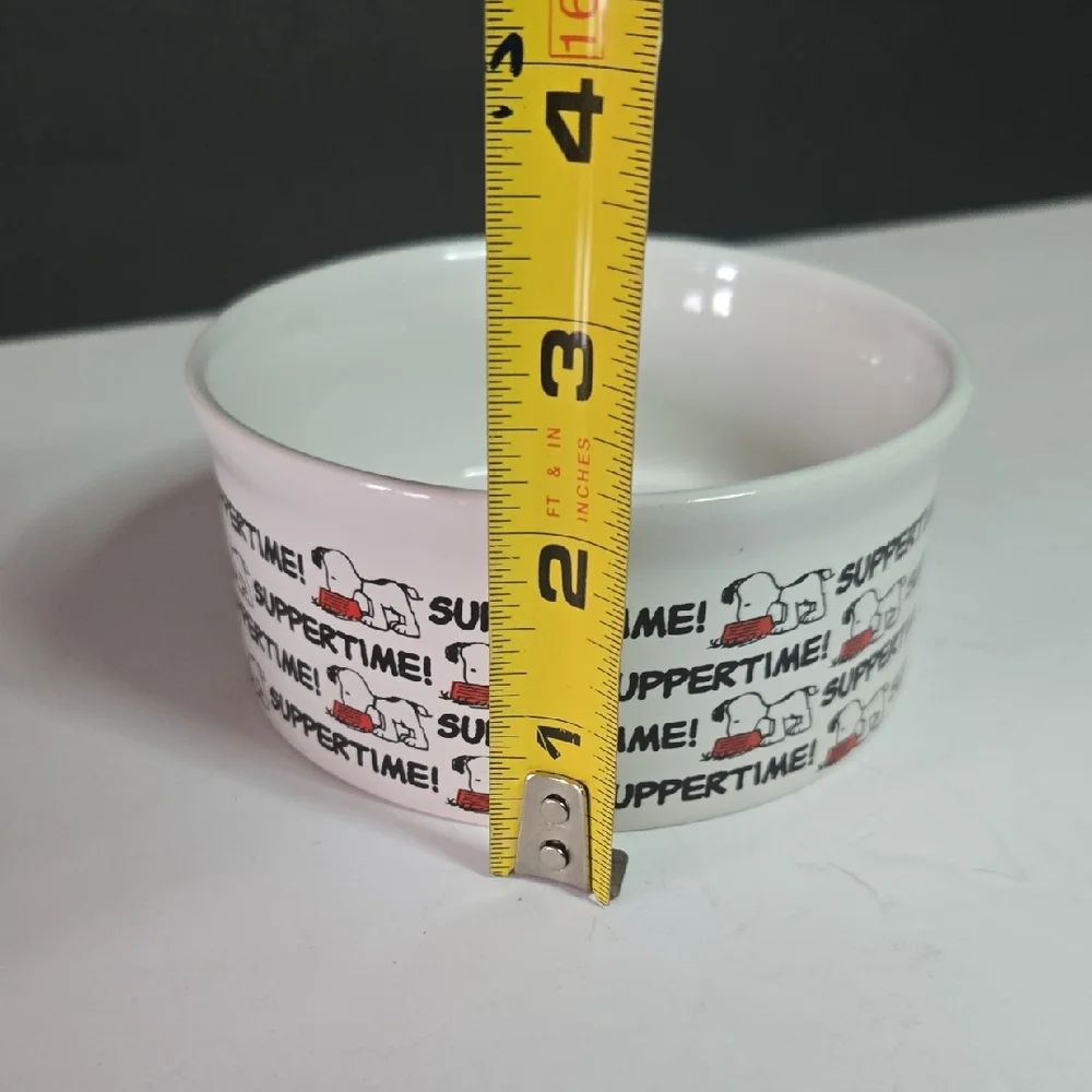 Gibson Peanuts Snoopy White Suppertime Ceramic Pet Food Dish